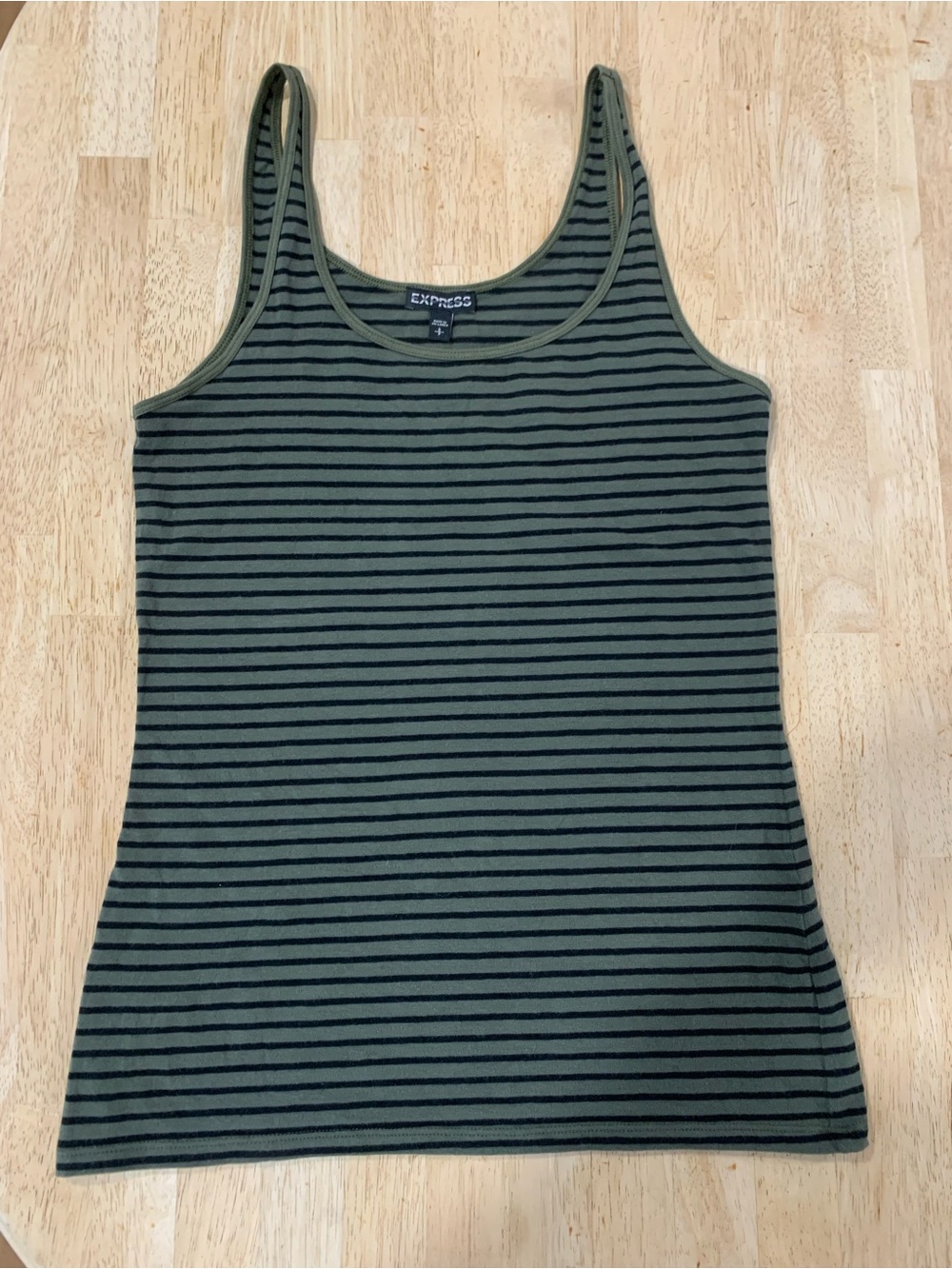 Express Olive & Black Striped Racer Tank